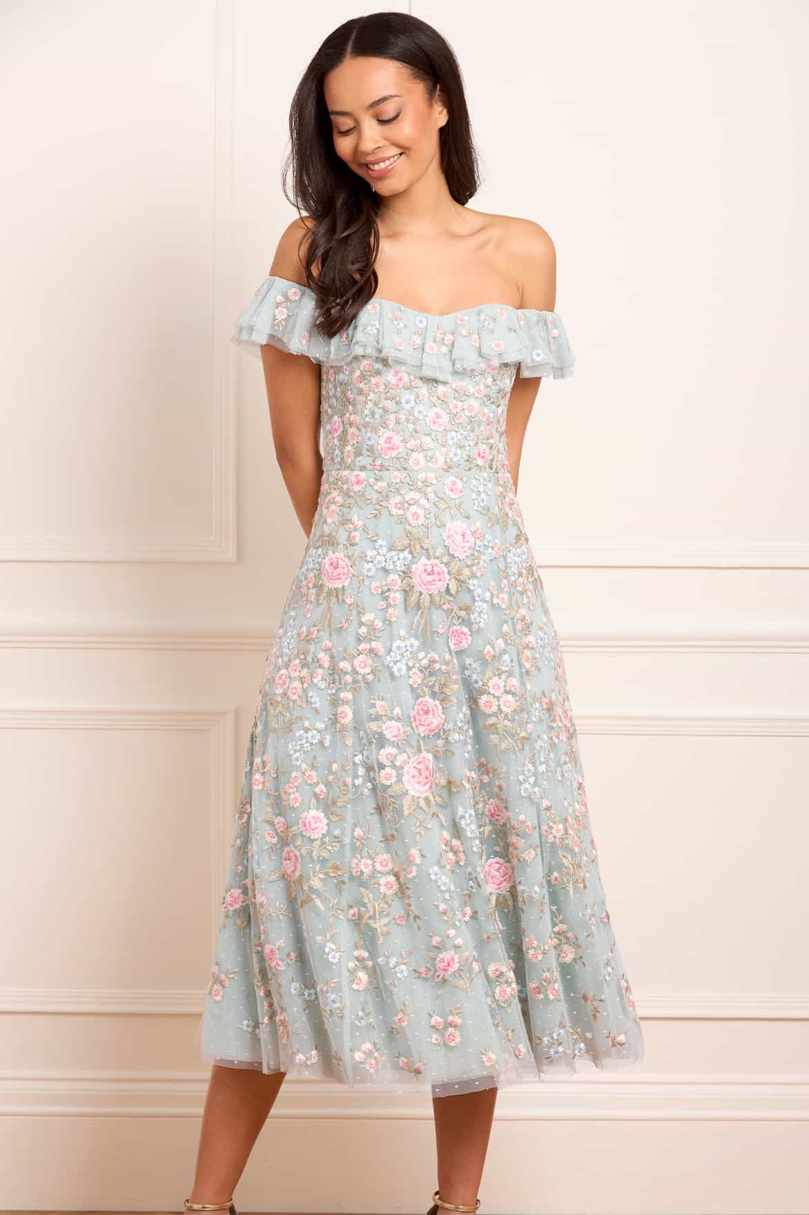 Antoinettes Floral Off-Shoulder Ballerina Dress - Image 2