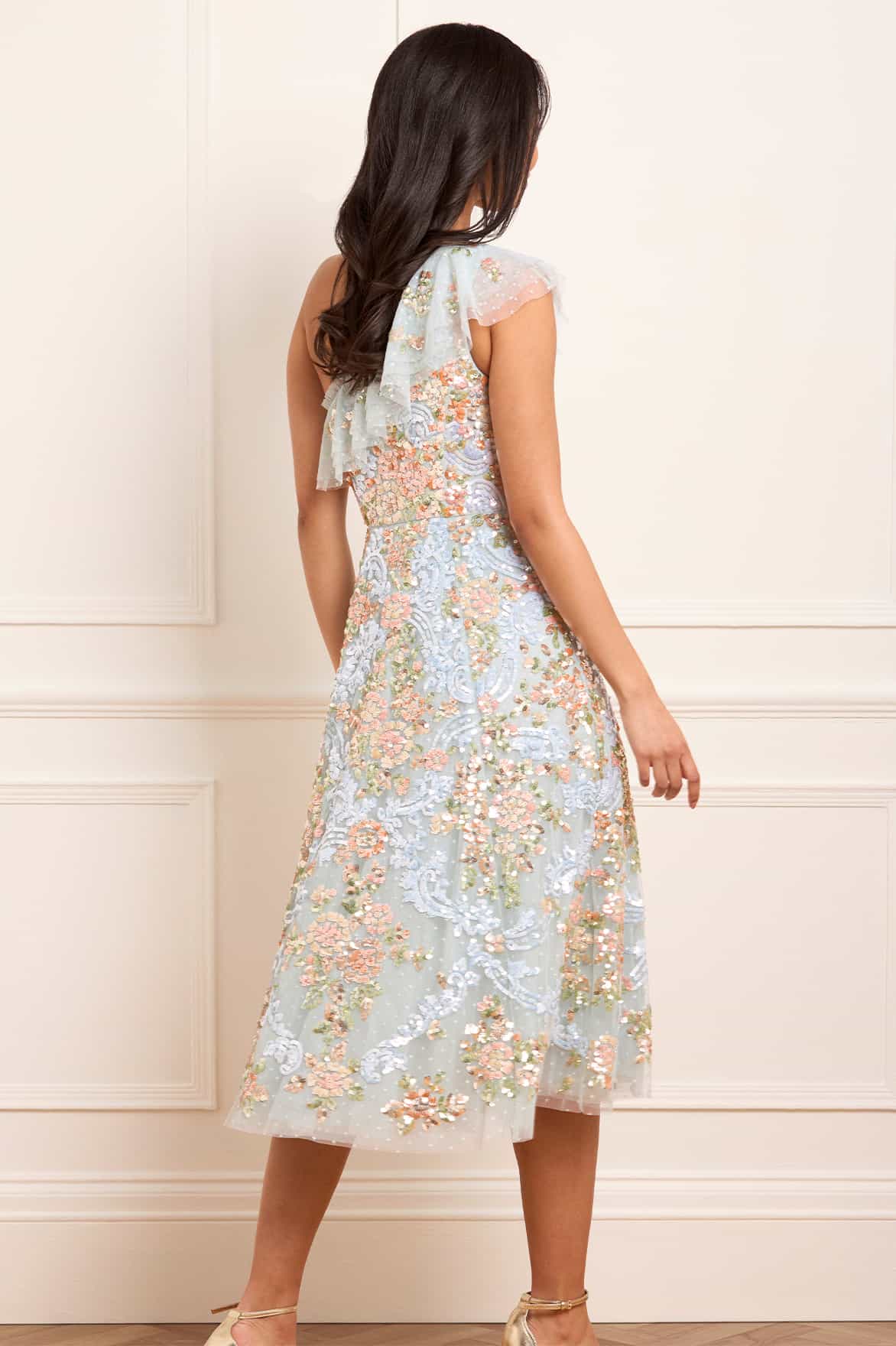 Baroque Floral One-Shoulder Midaxi Dress - Image 6