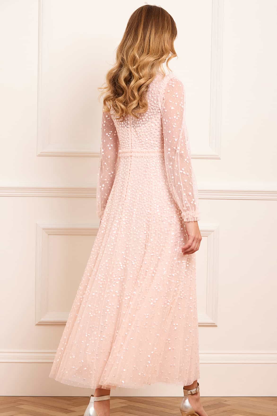 Dappled Sequin Long Sleeve Ankle Gown - Image 5