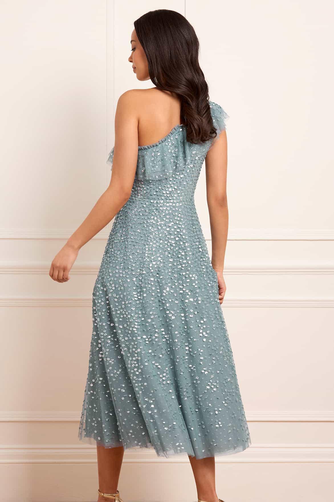 Dappled Sequin One-Shoulder Ballerina Dress - Image 6