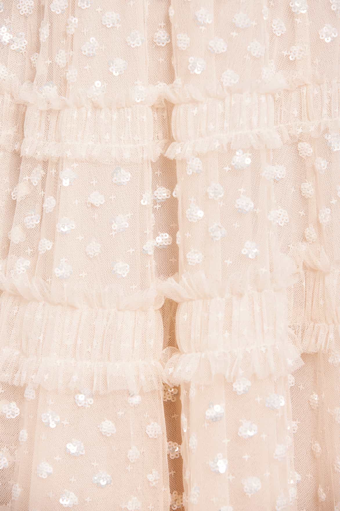 Dot Shimmer Tiered Strapless Ankle Gown - Image 5