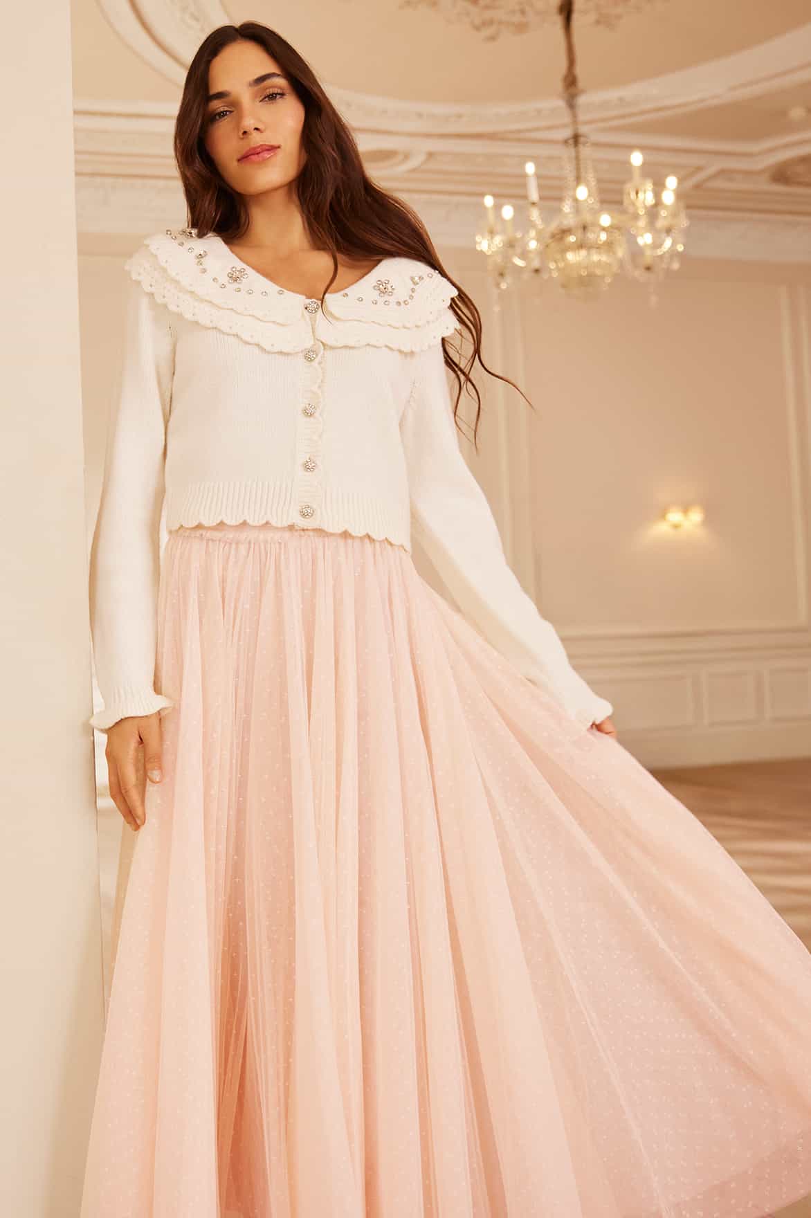 Embellished Collar V-Neck Cardigan - Image 7