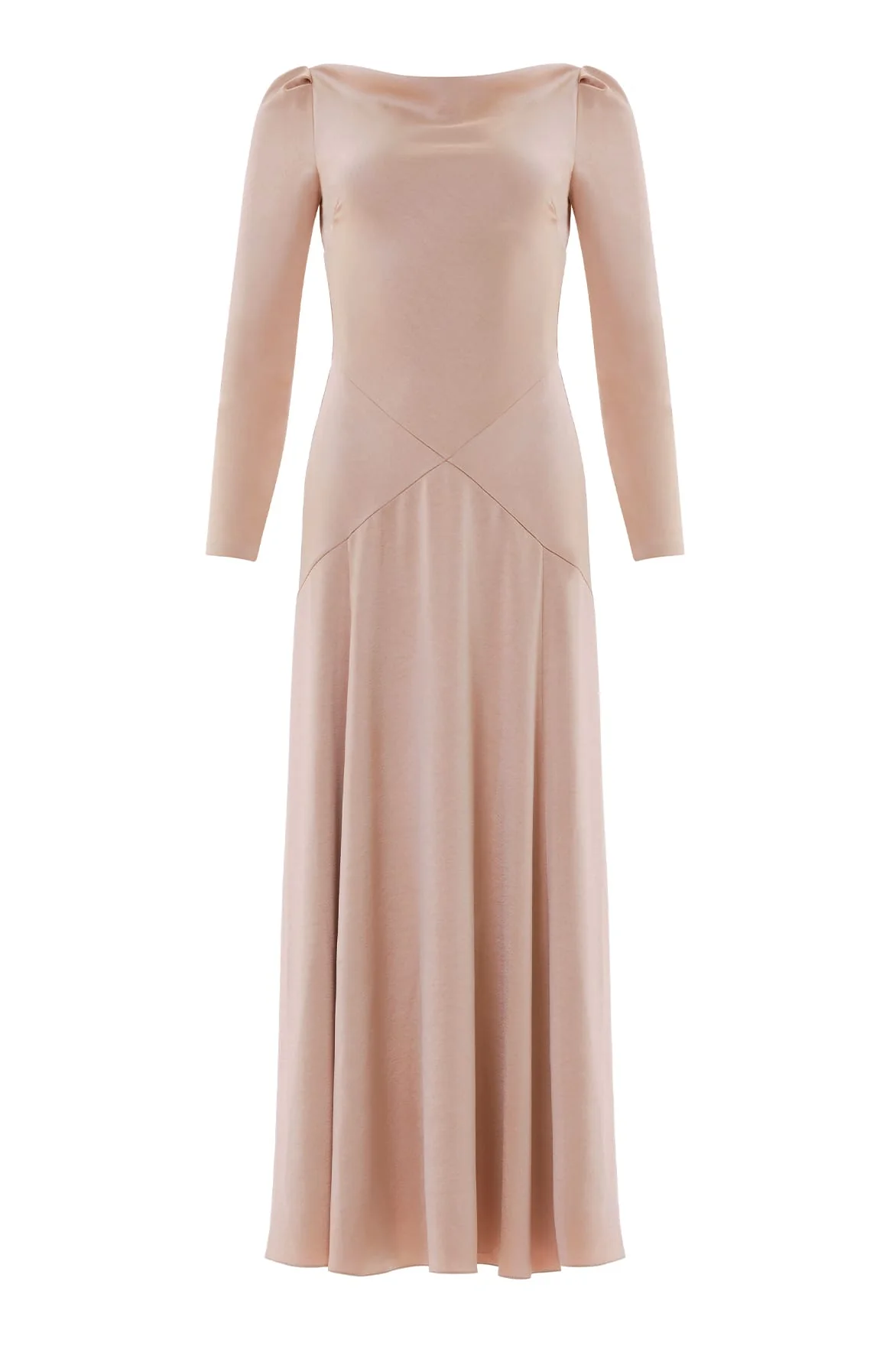 Evangeline Satin Cowl Neck Long Sleeve Gown - Image 2