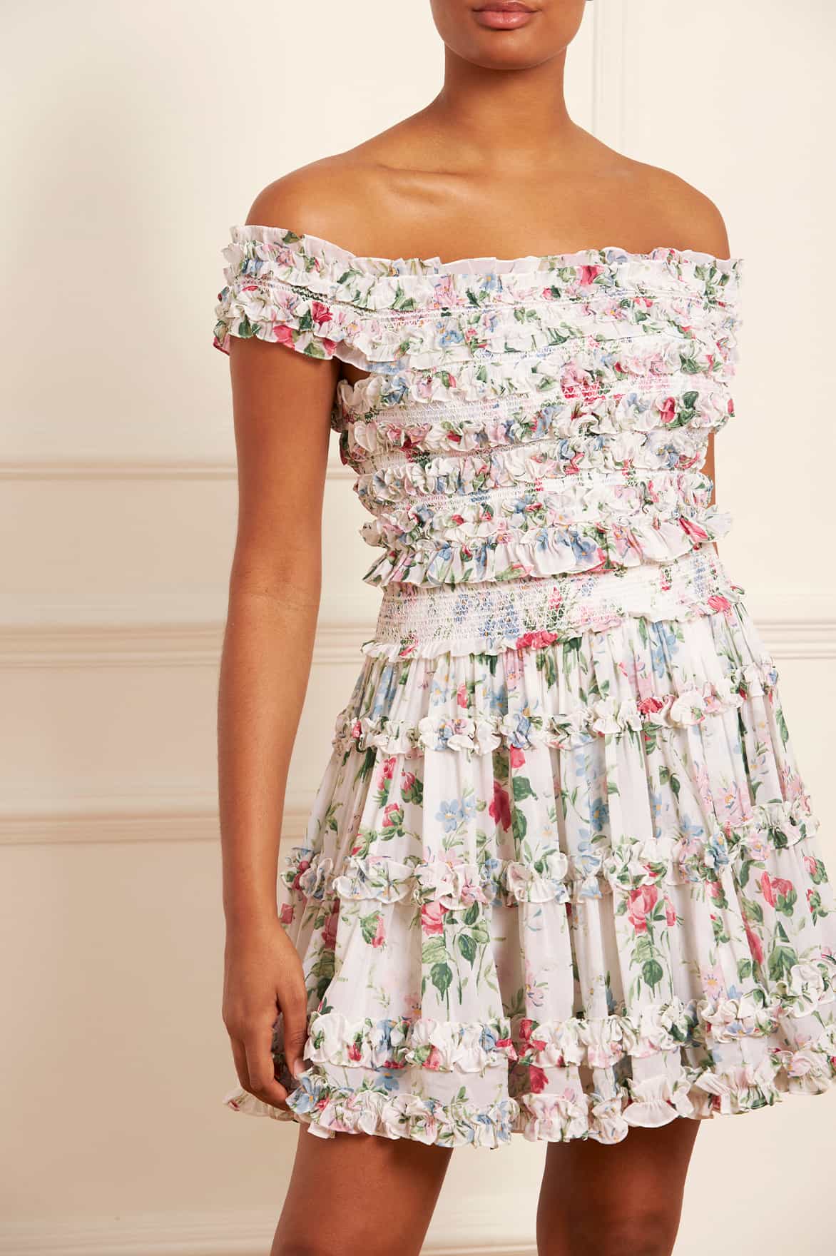 Floral Fantasy Chiffon Smocked Micro Mini Skirt - Image 3