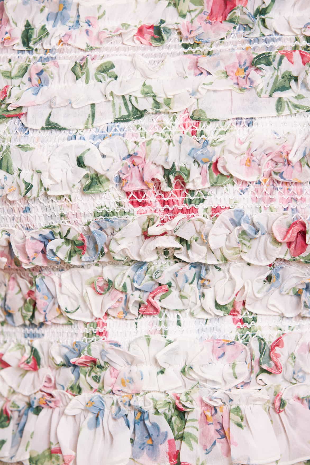 Floral Fantasy Chiffon Smocked Micro Mini Skirt - Image 4