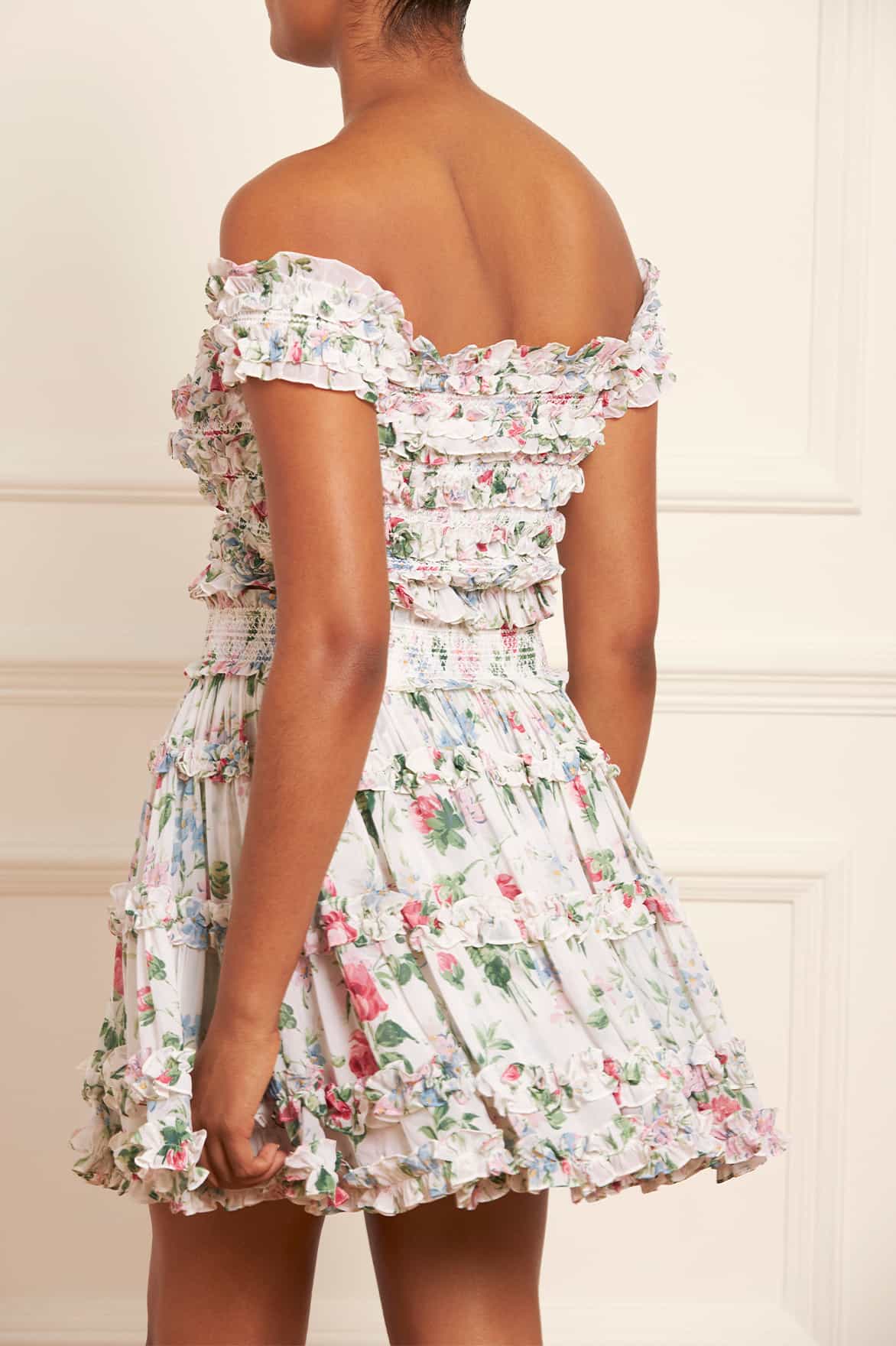 Floral Fantasy Chiffon Smocked Micro Mini Skirt - Image 5