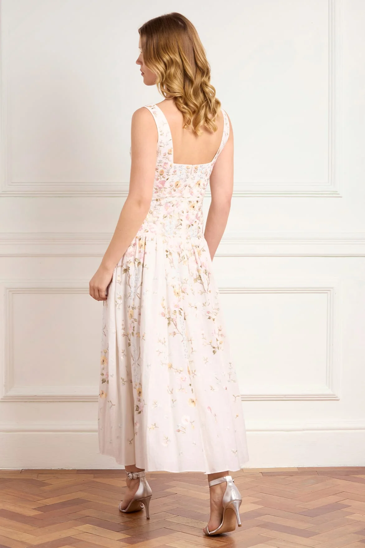 Garden Rose Linen Blend Sleeveless Ankle Gown - Image 5