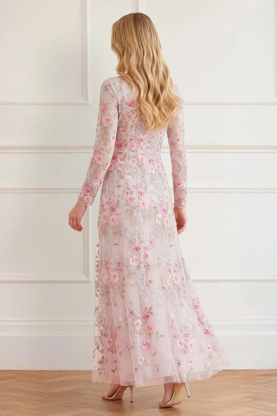 Garden Rose Long Sleeve Ankle Gown - Image 6