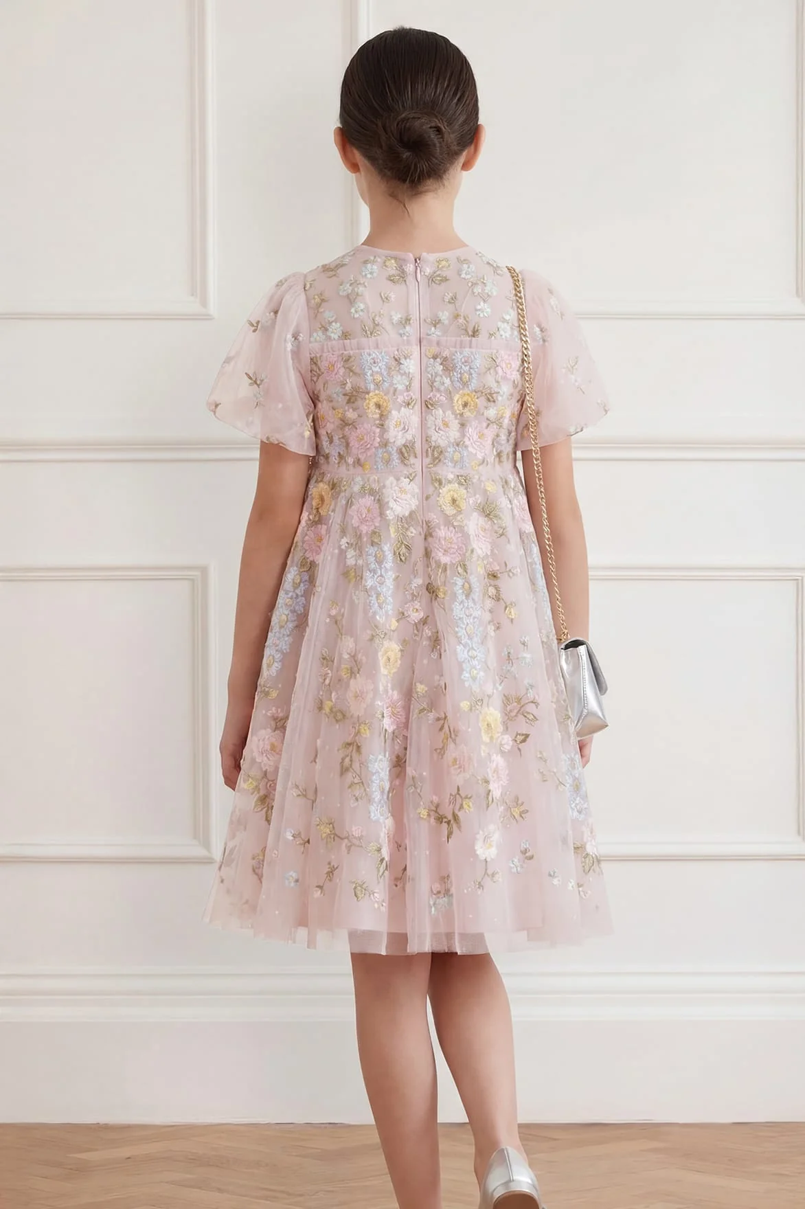 Garden Rose Puff Sleeve Kids Dress - Image 4