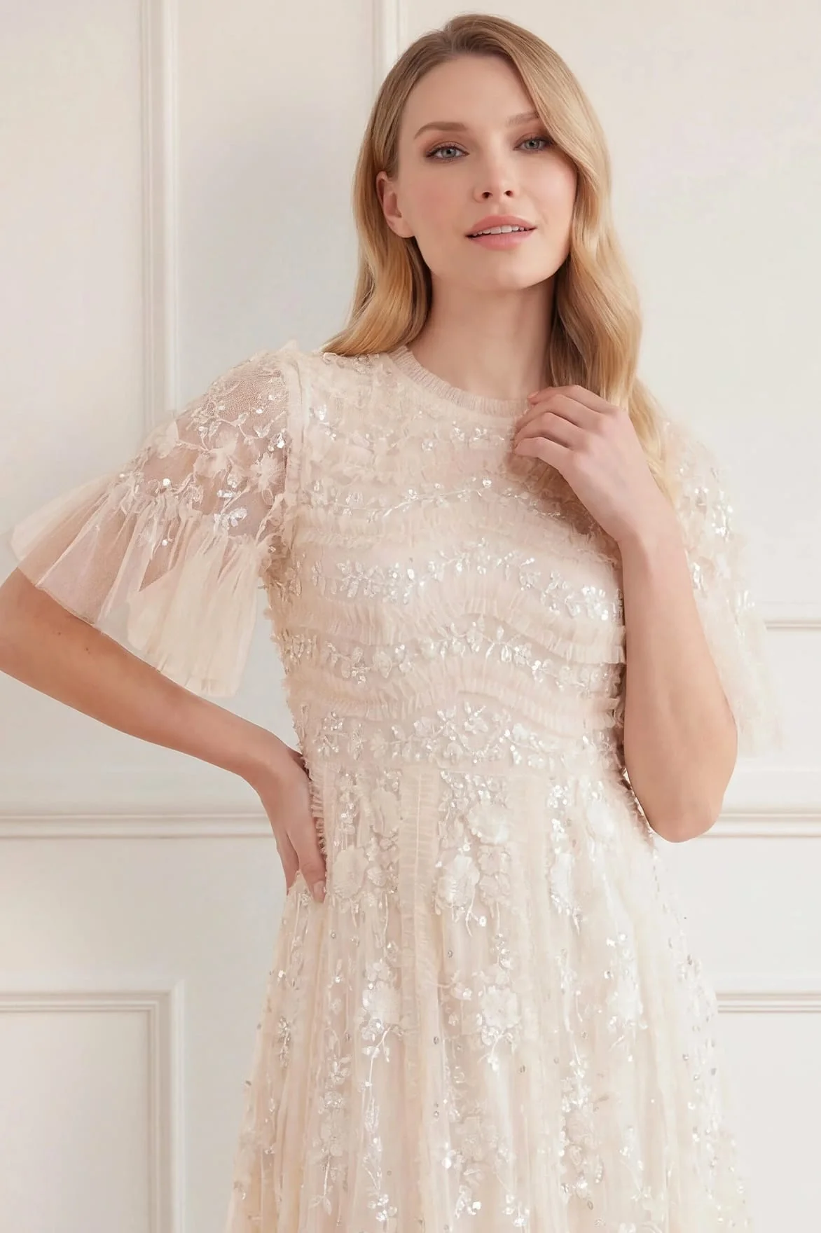 Gianna Ruffle Short Sleeve Ankle Gown - Image 3