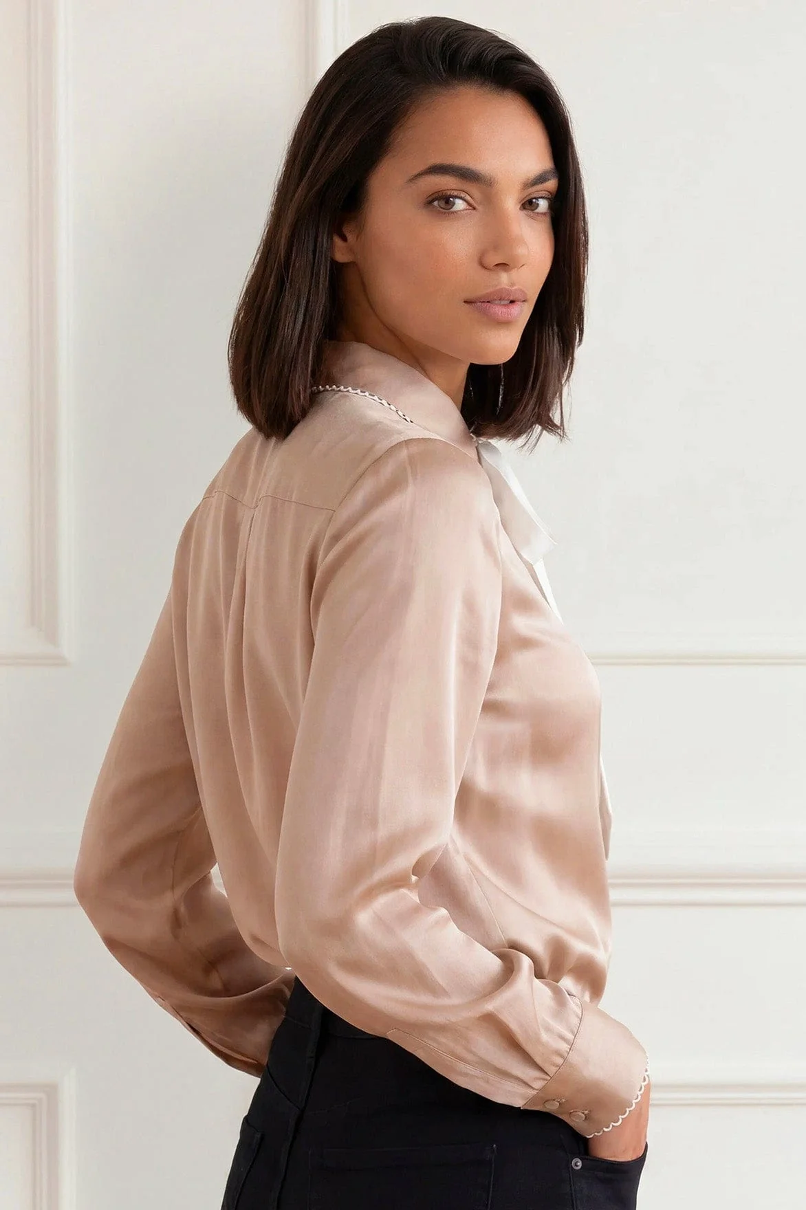 Lace Trim Bow Shirt - Image 4