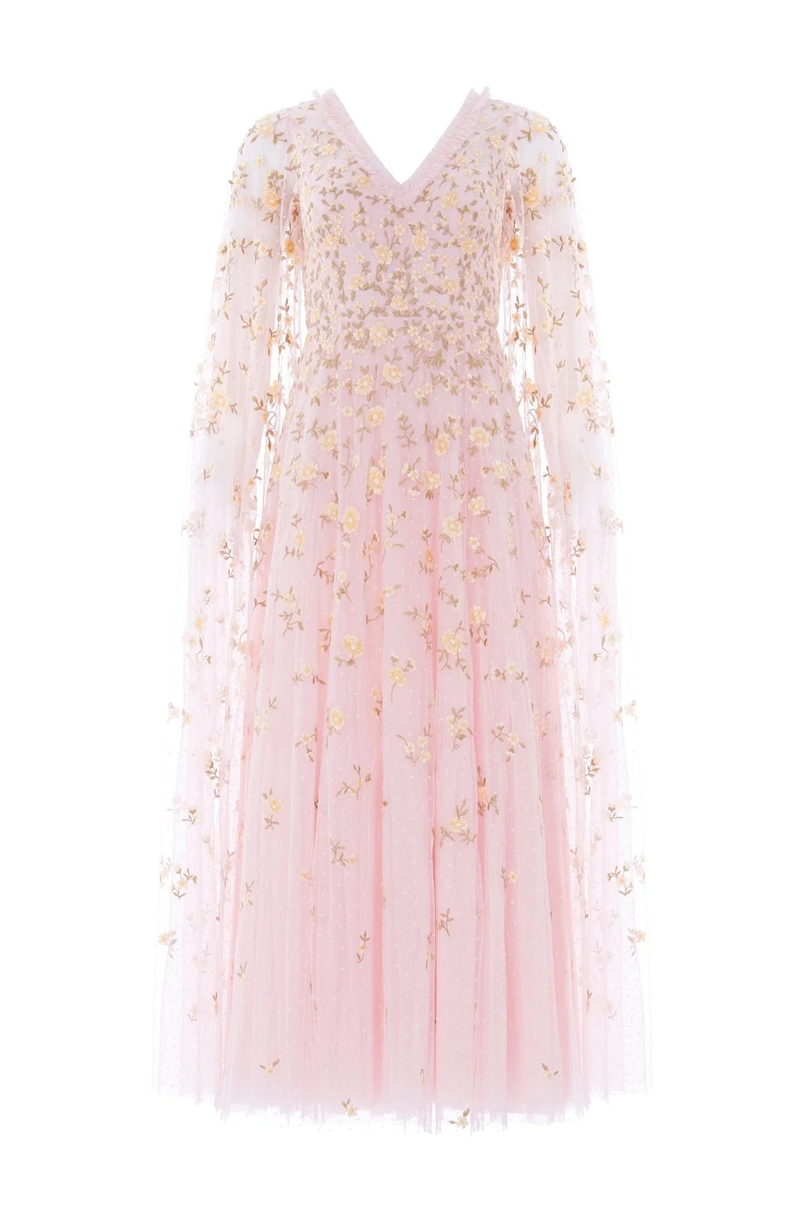 Lea Ditsy Cape Sleeve Ankle Gown - Image 2
