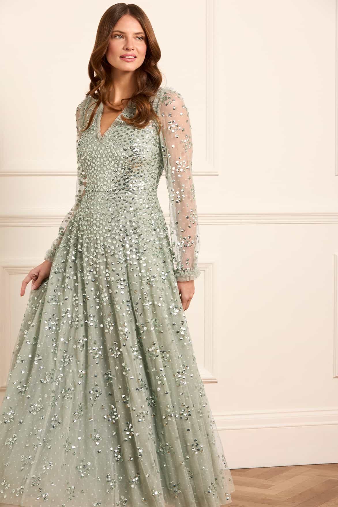 Leila Dot V-Neck Ankle Gown - Image 3
