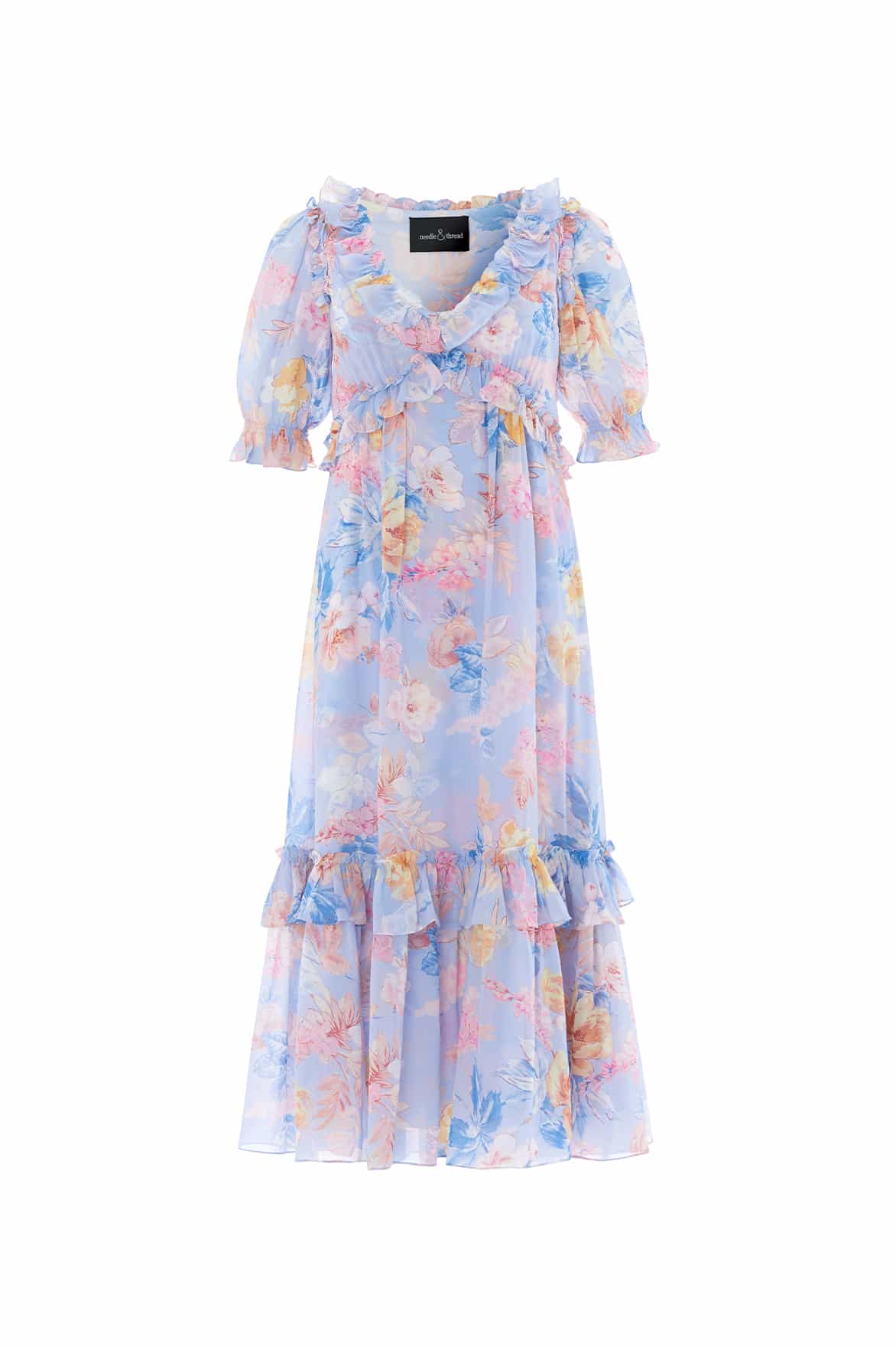 Mariannes Floral Chiffon Short Sleeve Ballerina Dress - Image 3