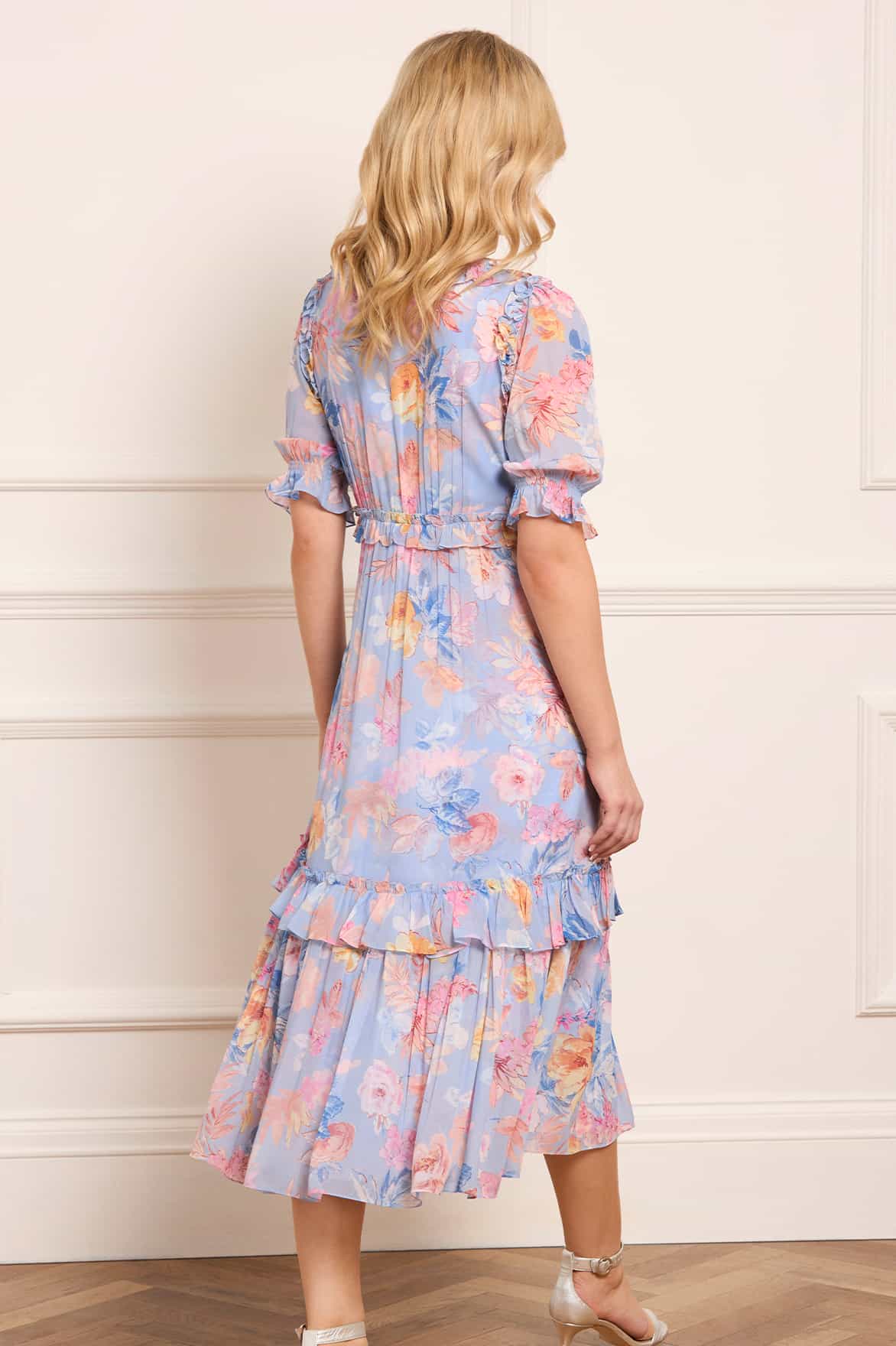 Mariannes Floral Chiffon Short Sleeve Ballerina Dress - Image 6