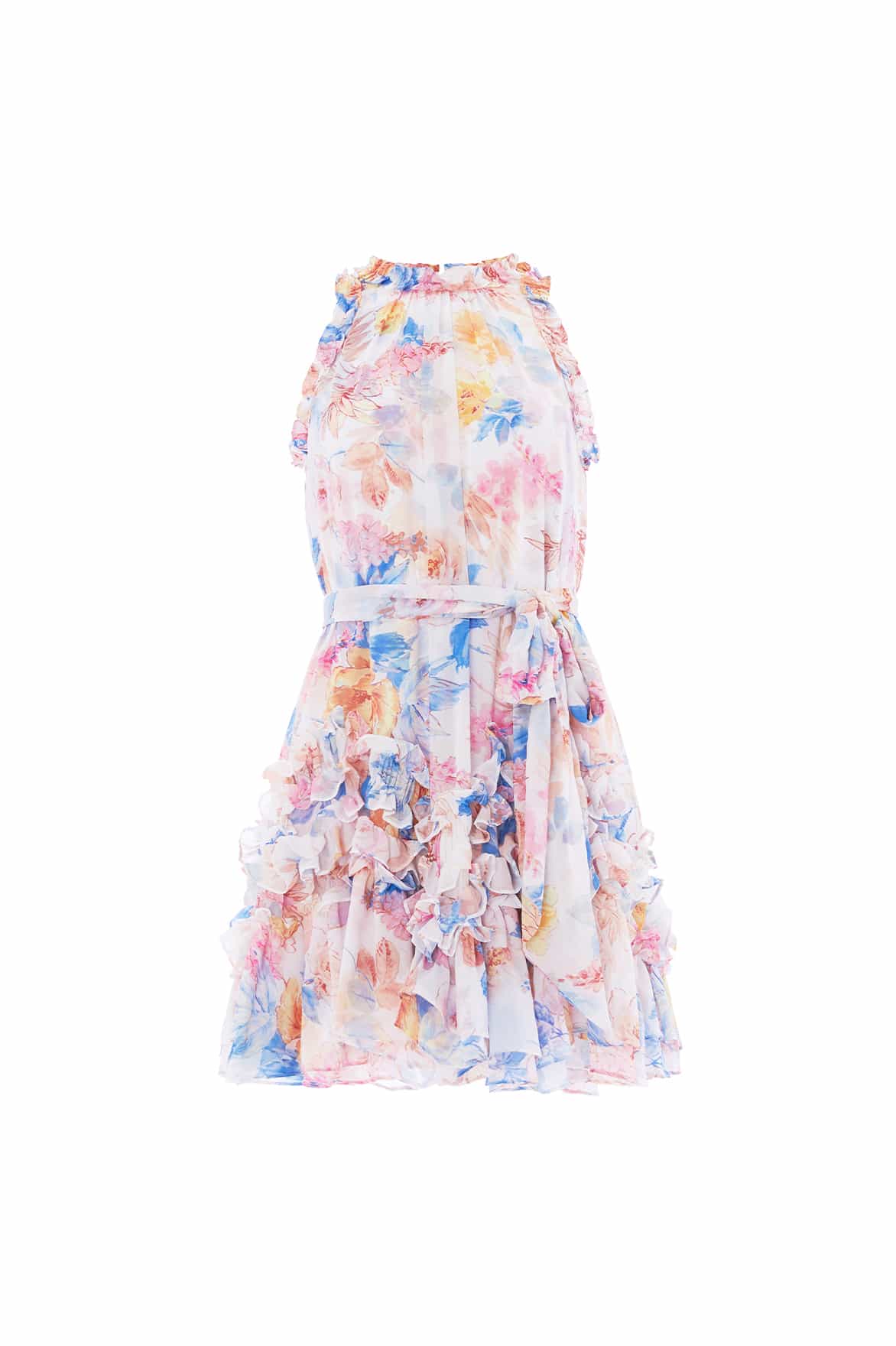 Mariannes Floral Chiffon Sleeveless Micro Mini Dress - Image 3
