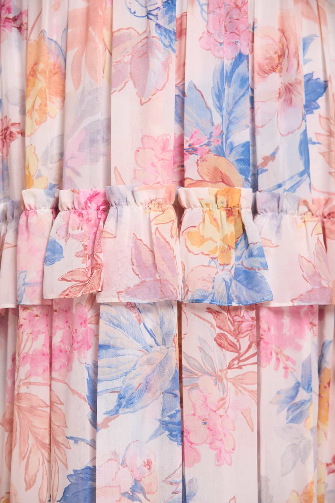 Mariannes Floral Chiffon Strapless Ankle Gown - Image 6