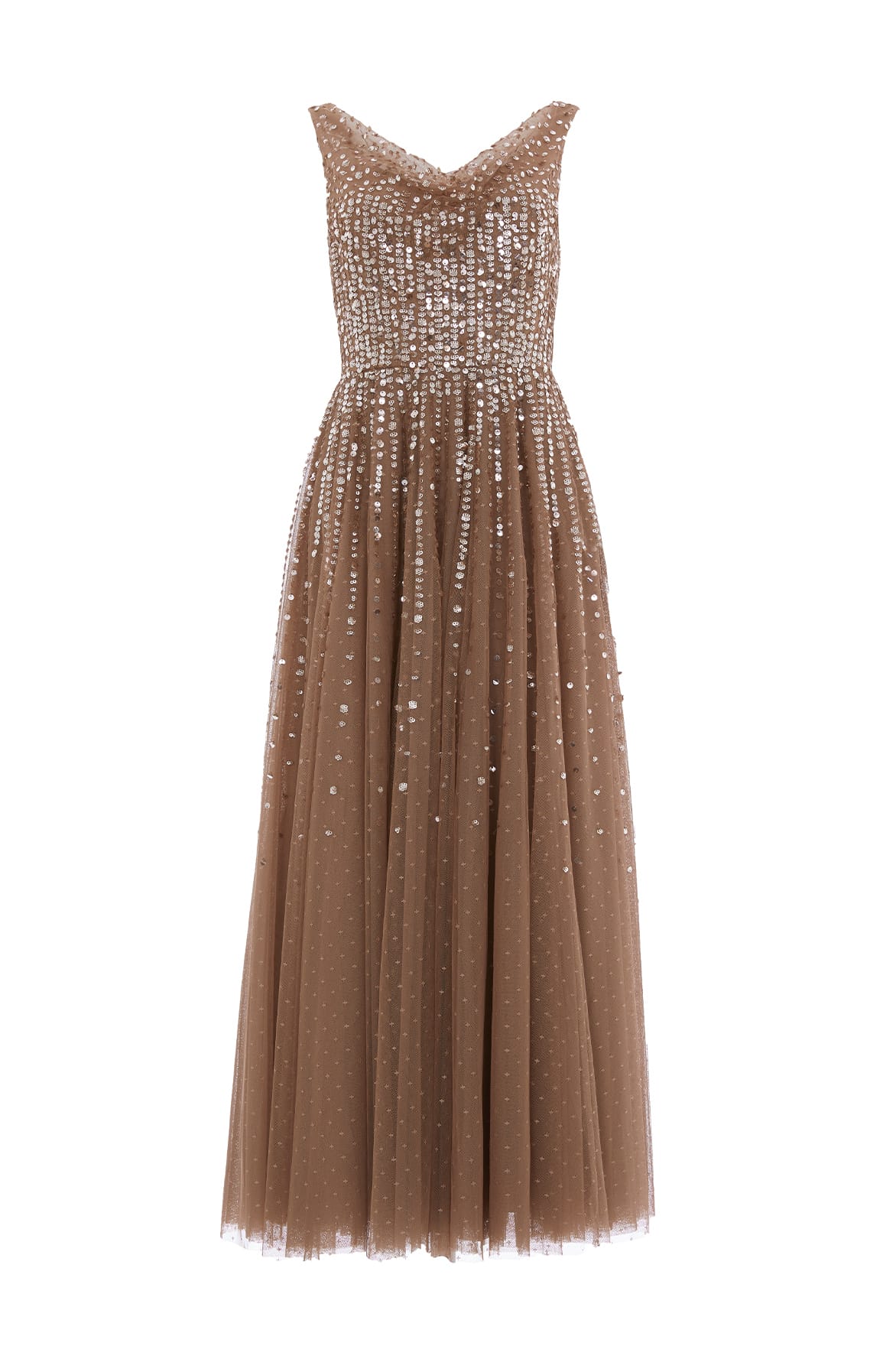 Moonlight Sequin Cowl Neck Ankle Gown - Image 2