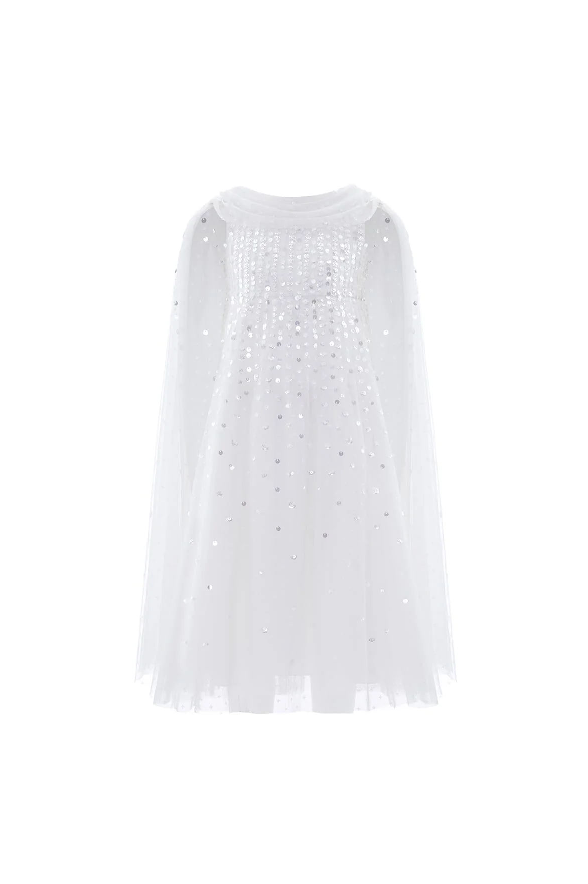 Moonlight Sequin Draped Cape Kids Gown - Image 2