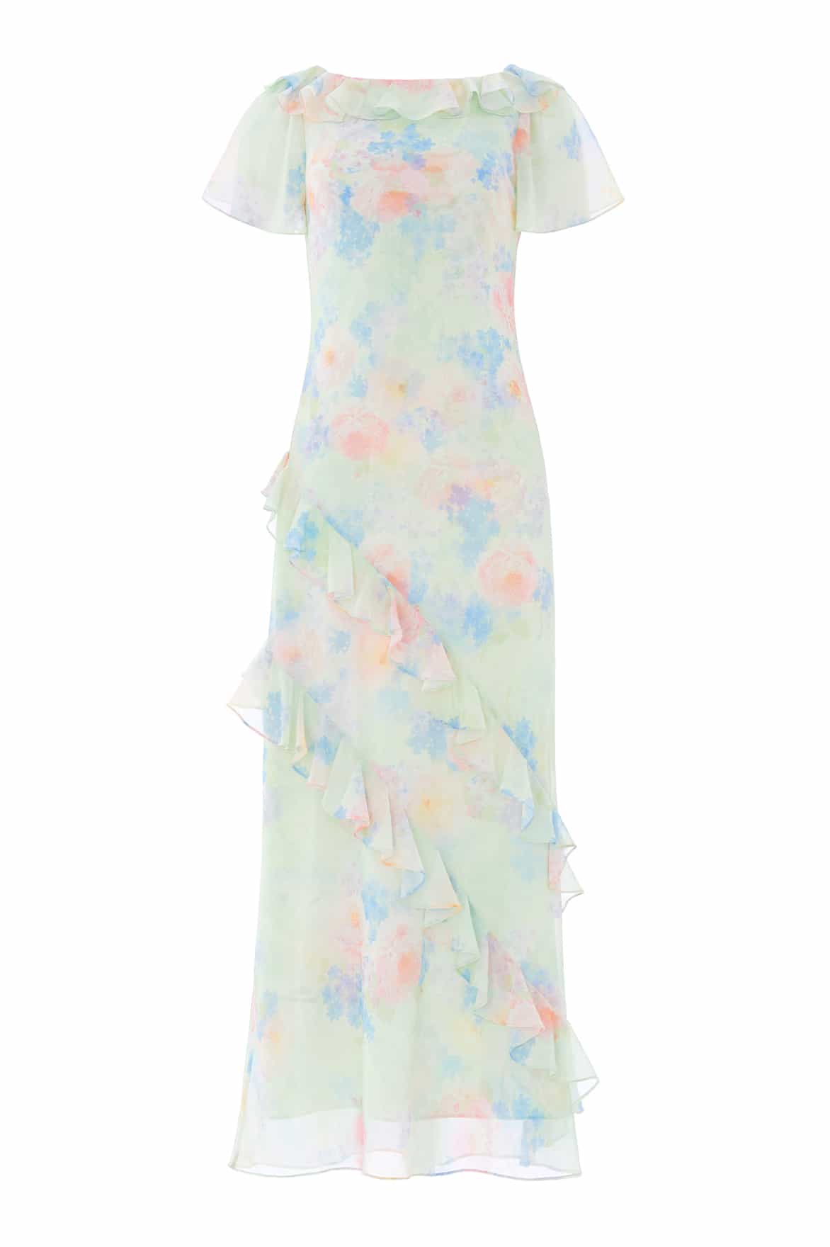 Peony Bloom Georgette Short Sleeve Gown - Image 2