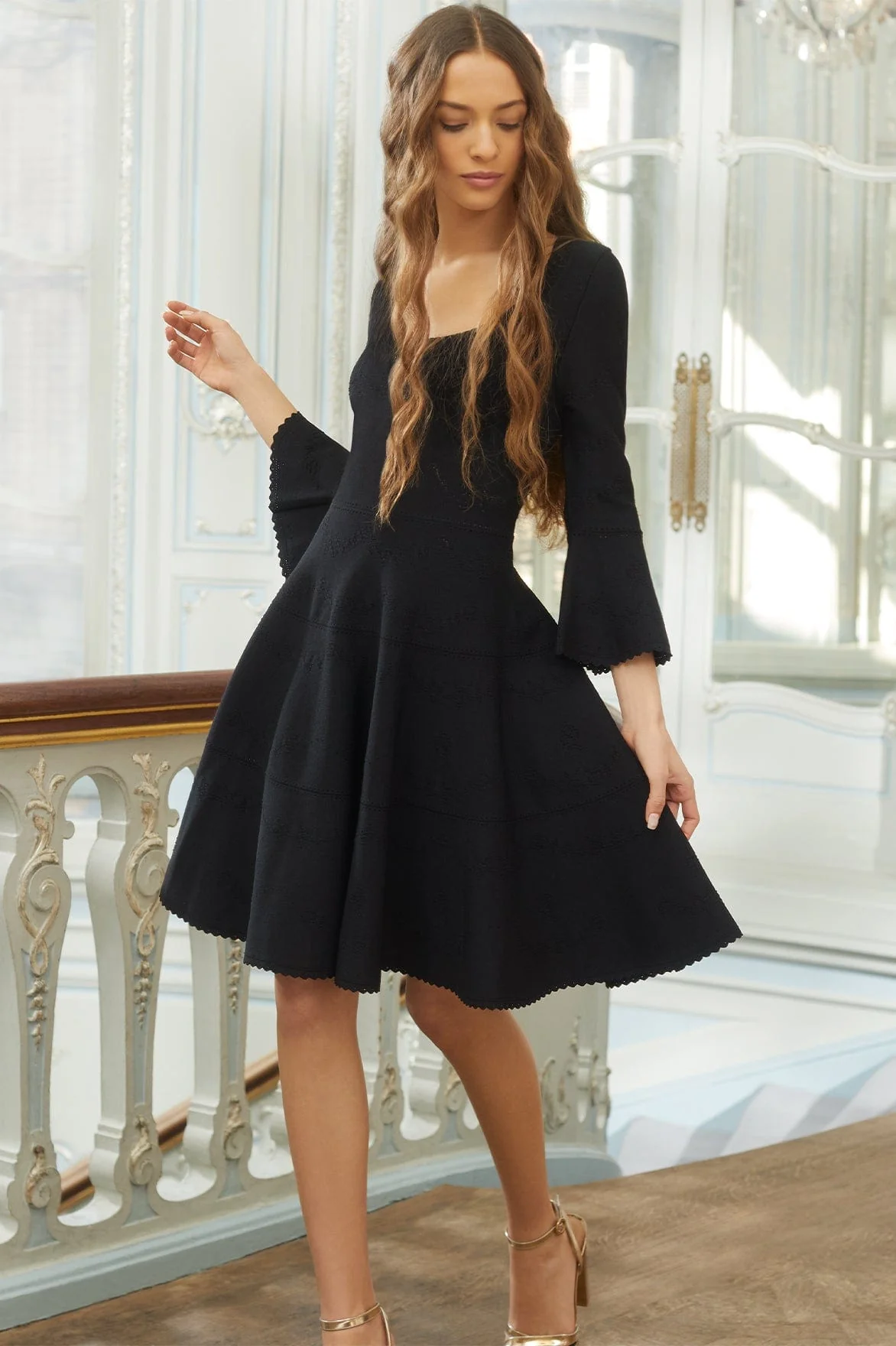 Pretty Pointelle Knit Scoop Neck Mini Dress - Image 9