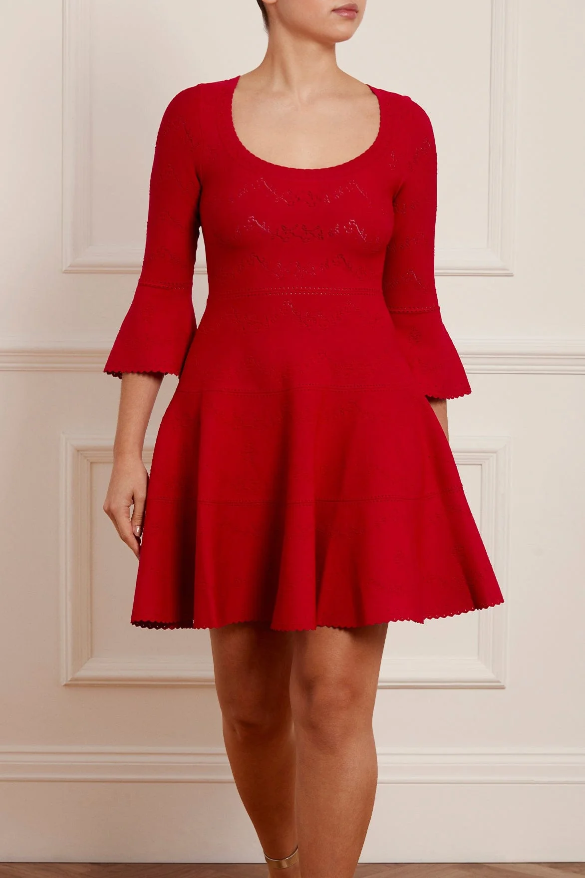 Pretty Pointelle Knit Scoop Neck Mini Dress - Image 3