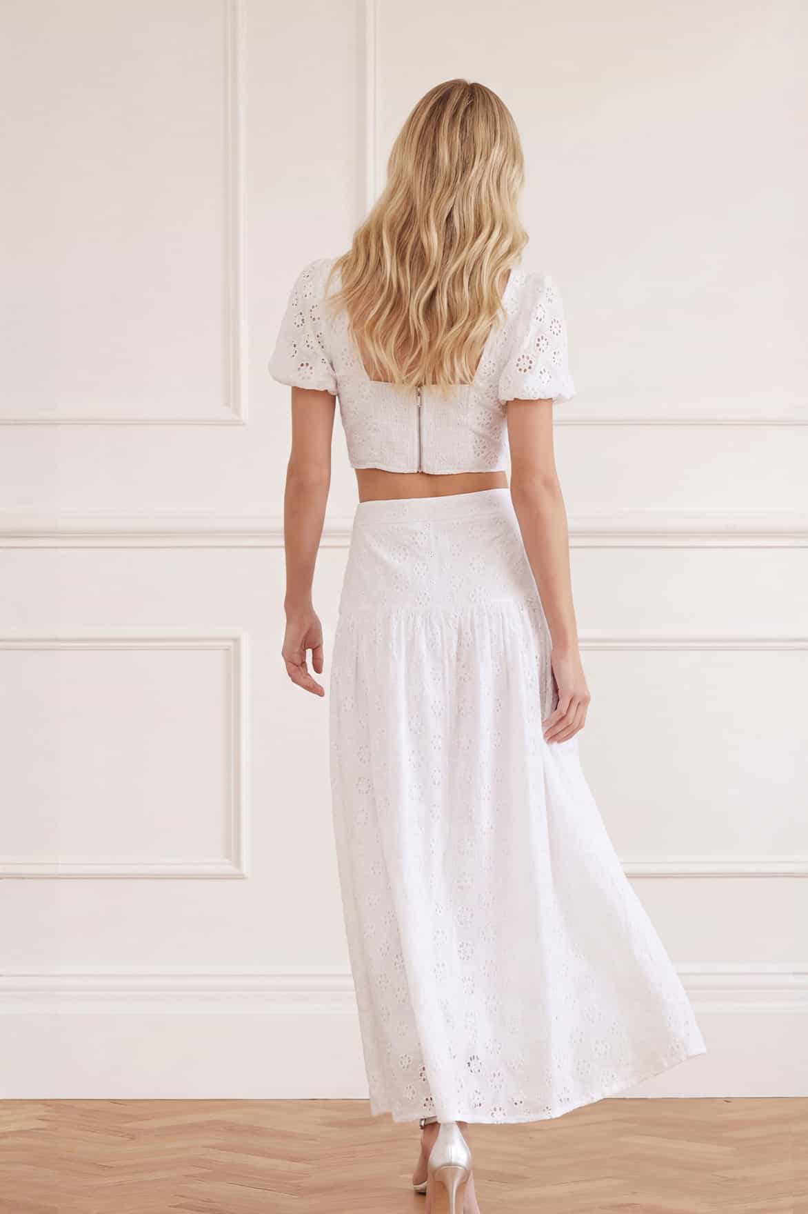 Romilly Cotton Broderie Ankle Skirt - Image 4