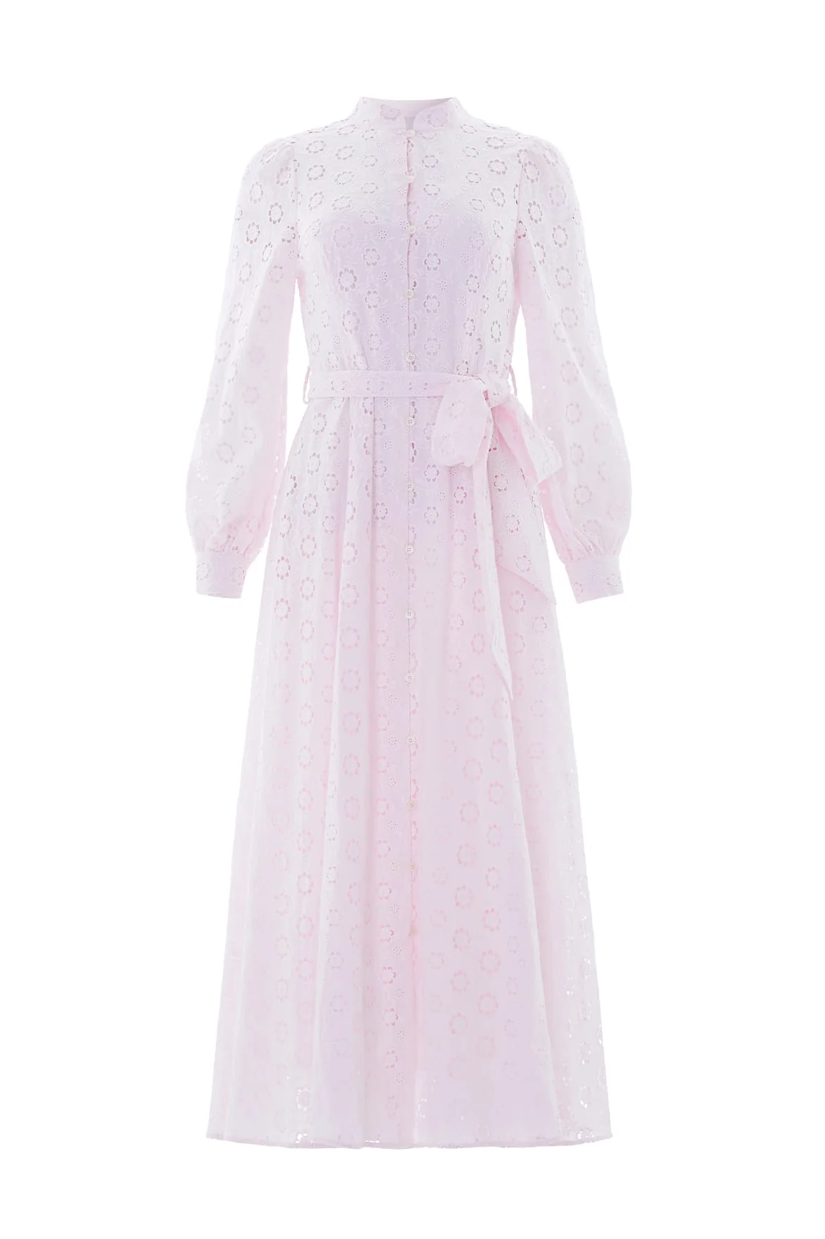 Romilly Cotton Broderie Long Sleeve Shirt Dress - Image 2