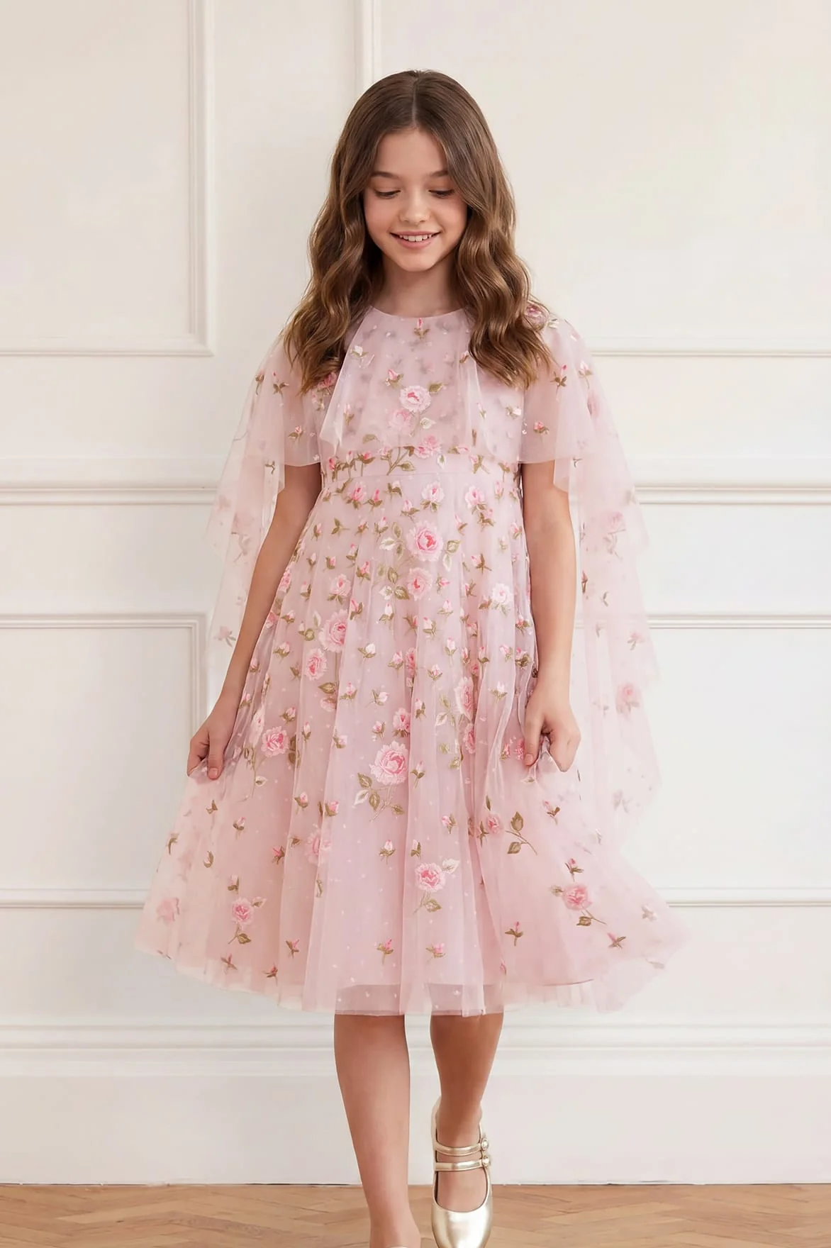 Rose Bloom Cape Kids Dress