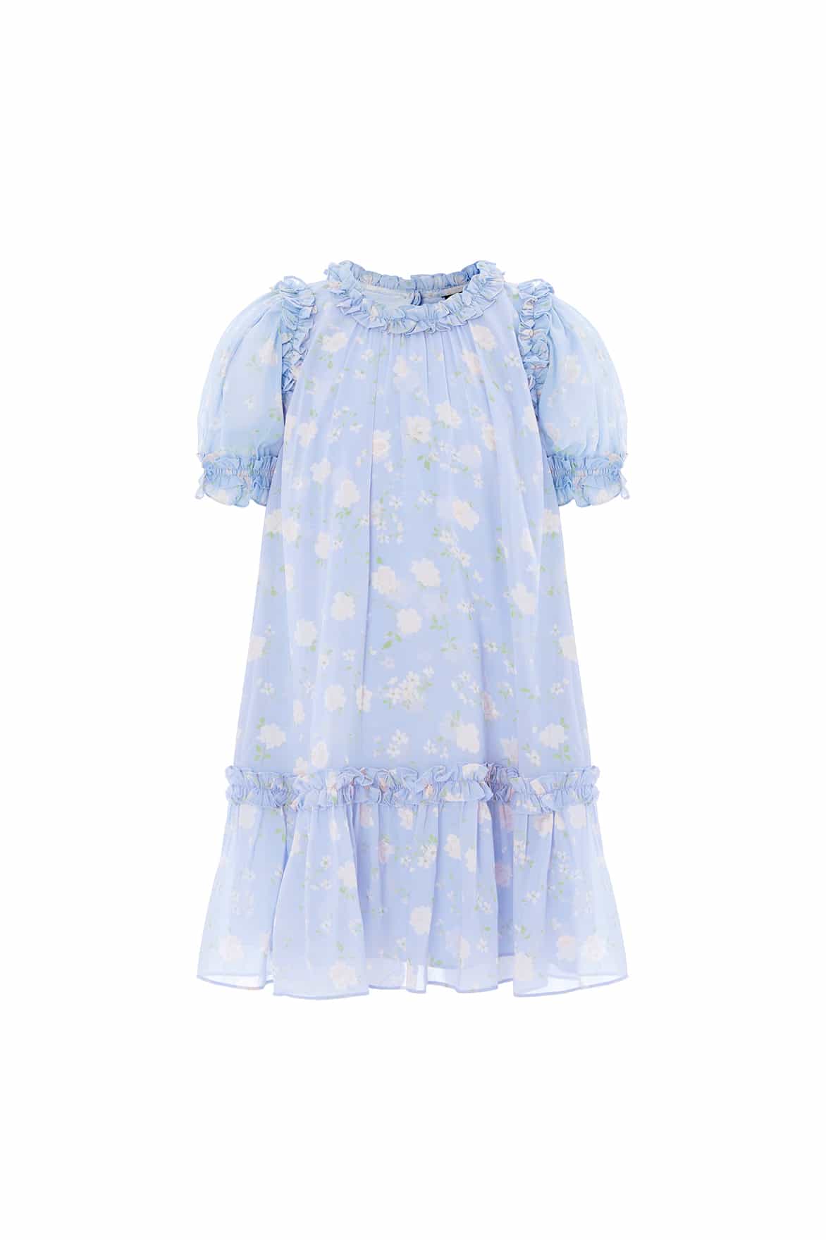 Rose Ditsy Chiffon Short Sleeve Kids Dress - Image 2
