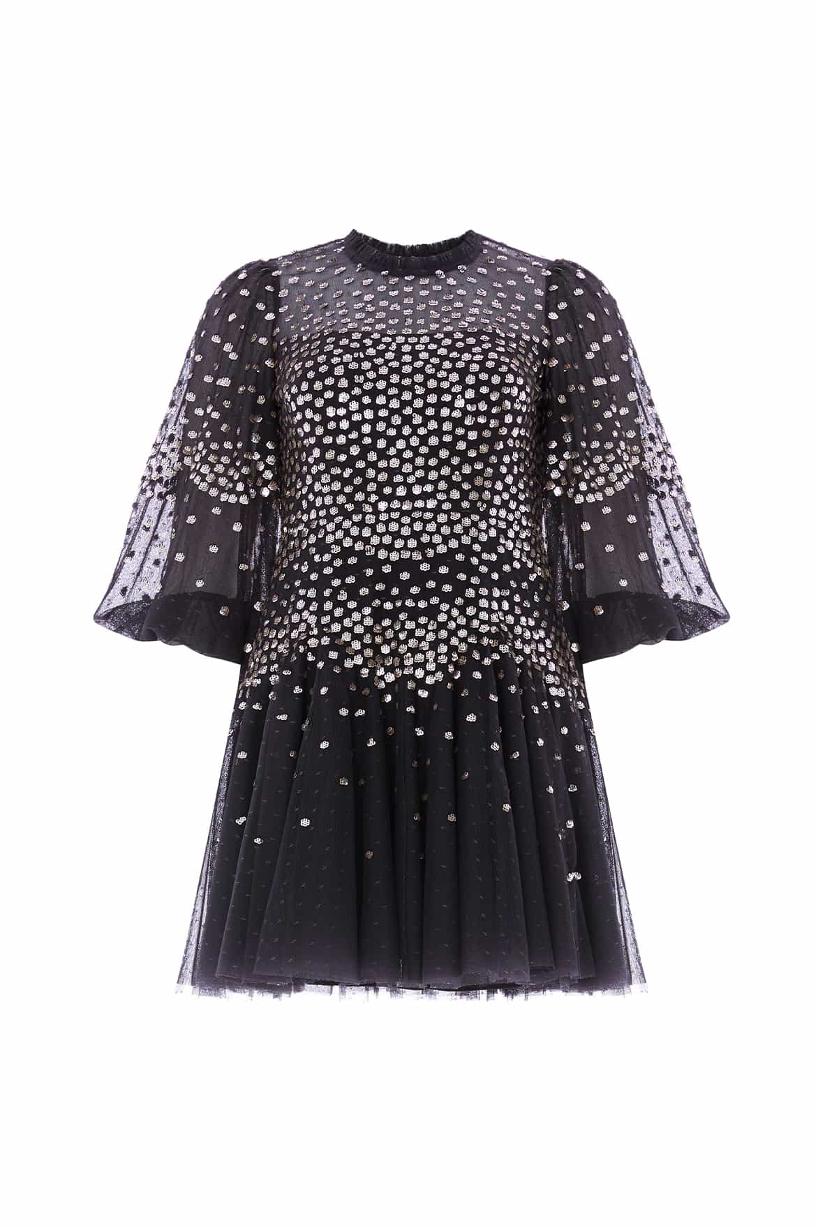 Scallop Sequin Round Neck Micro Mini Dress - Image 2