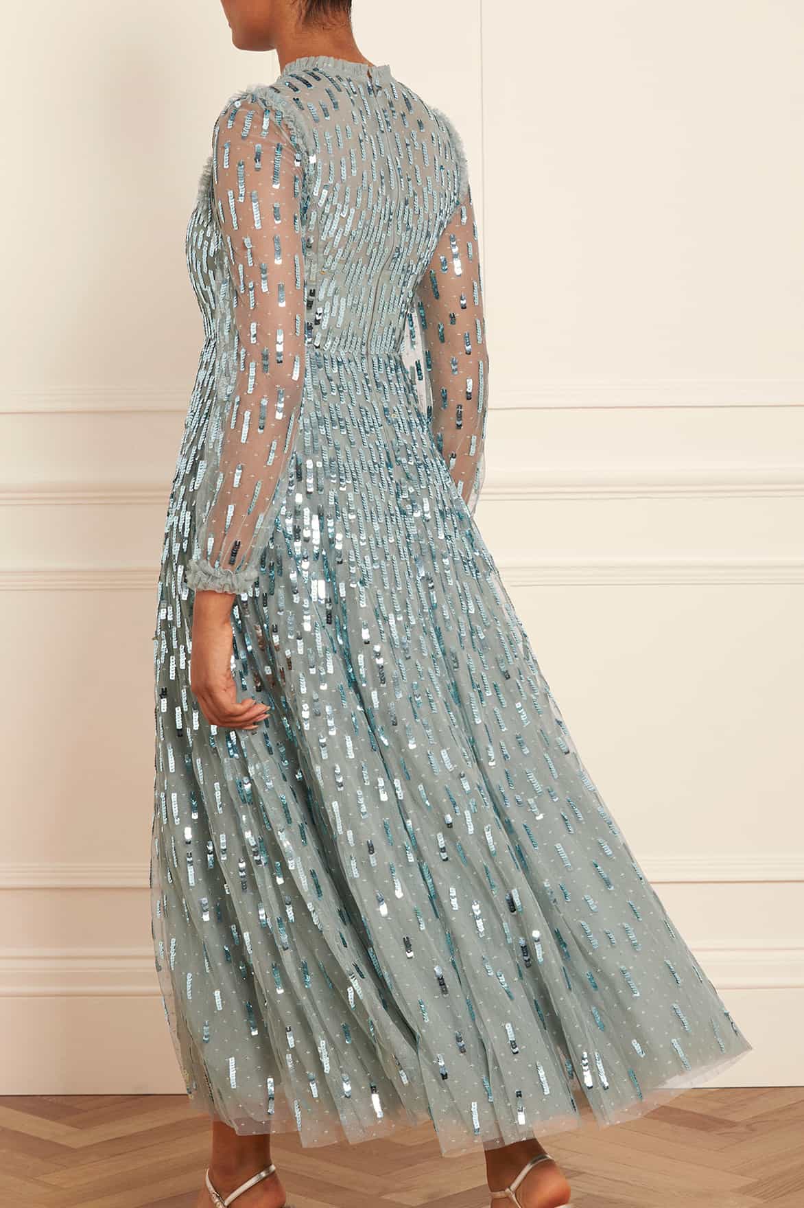 Sequin Dash Long Sleeve Ankle Gown - Image 6
