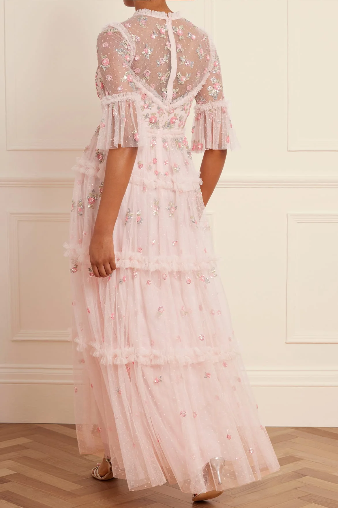Shimmer Ditsy Long Sleeve Gown - Image 4