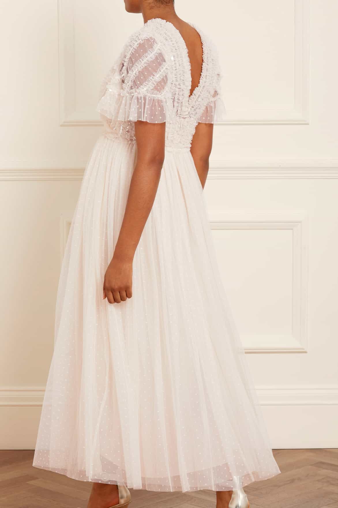 Spiral Sequin Bodice V-Neck Ankle Gown - Image 6