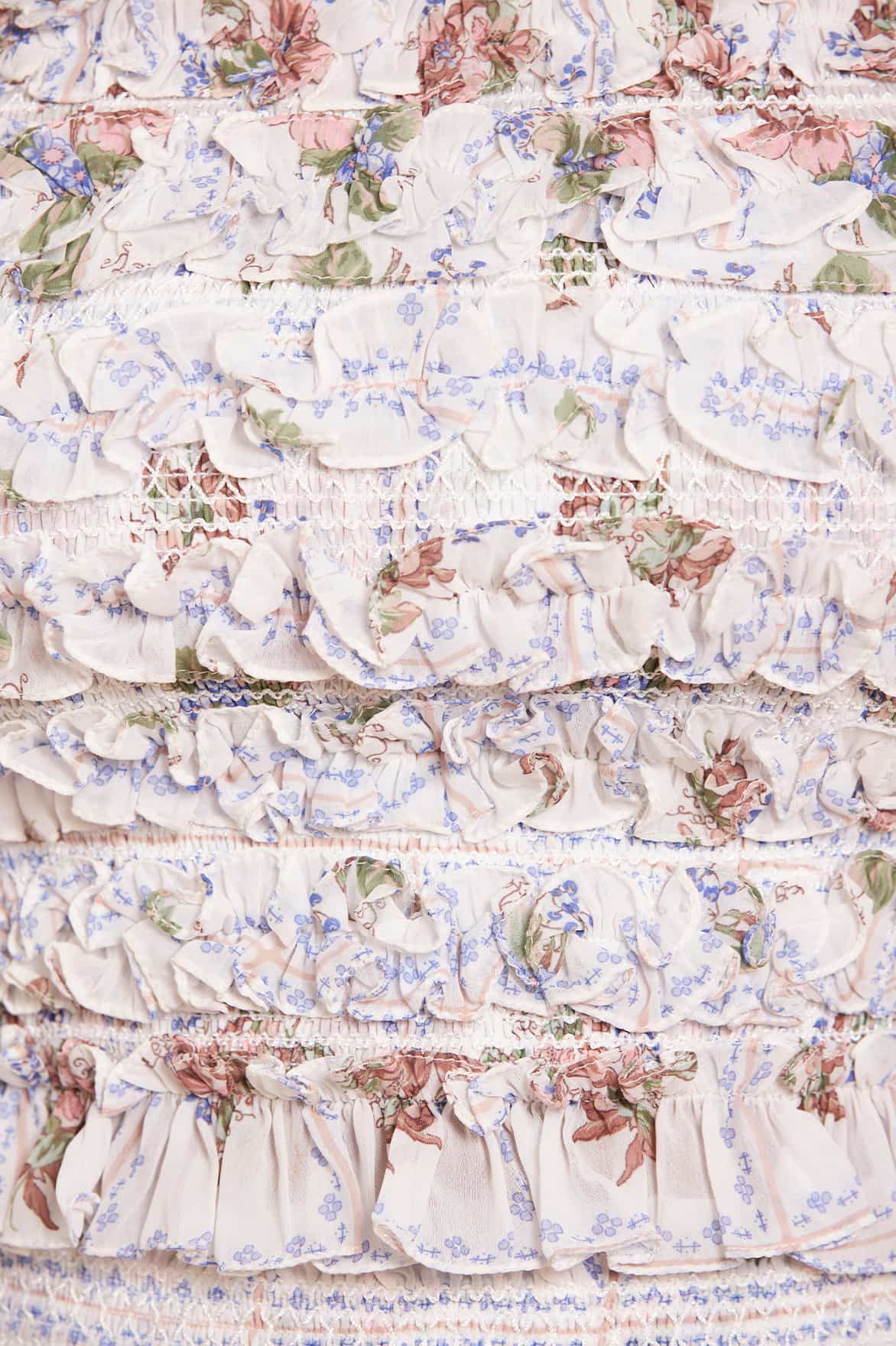 Tiled Blooms Chiffon Smocked Off-Shoulder Top - Image 4