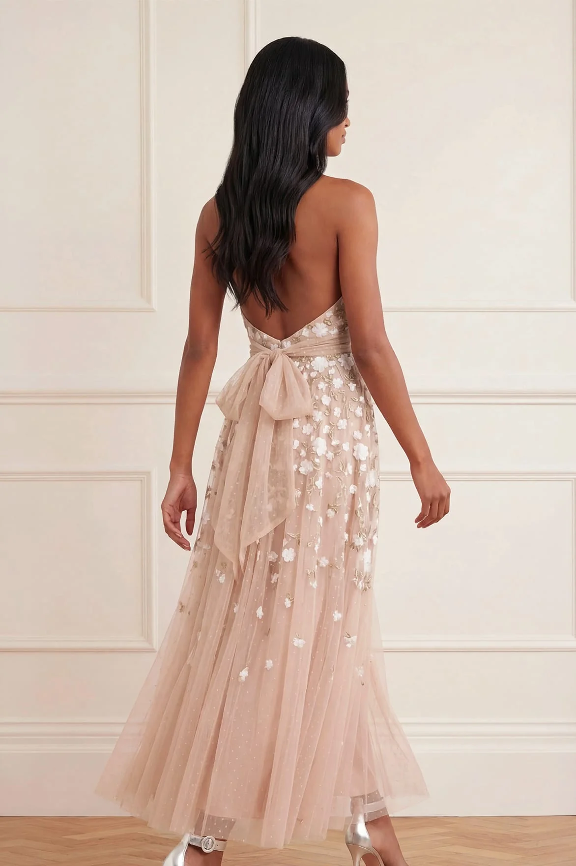 Trailing Roses Halter-Neck Ankle Gown - Image 5
