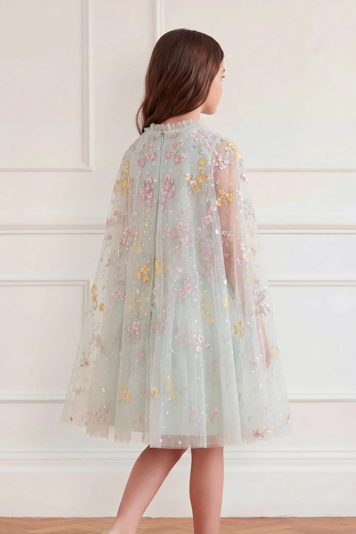 Versailles Ditsy Cape Kids Dress - Image 4