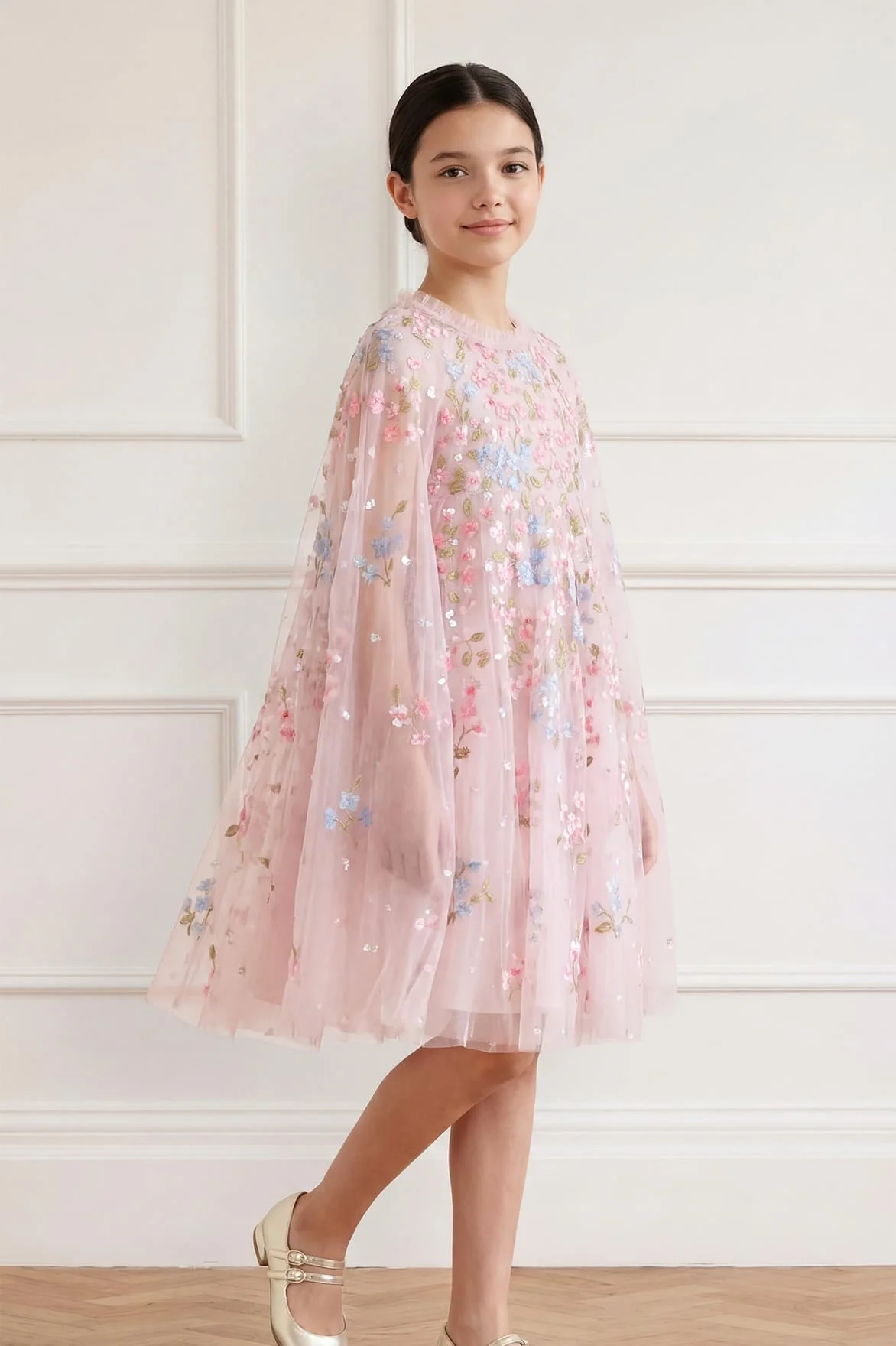Versailles Ditsy Cape Kids Dress