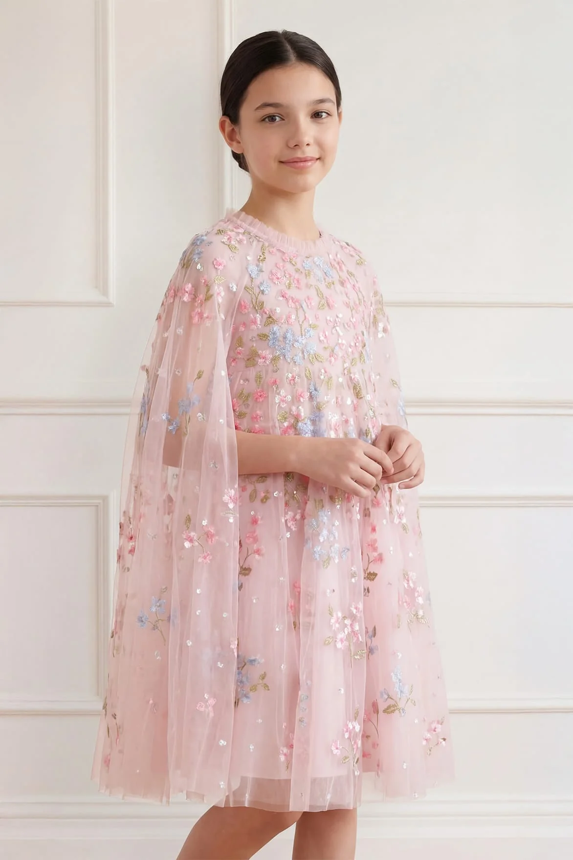 Versailles Ditsy Cape Kids Dress - Image 3