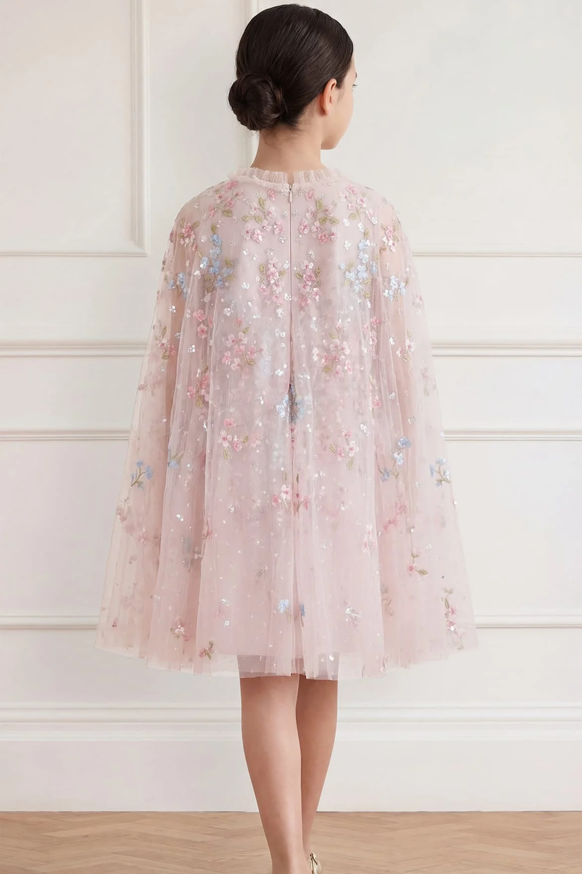 Versailles Ditsy Cape Kids Dress - Image 4