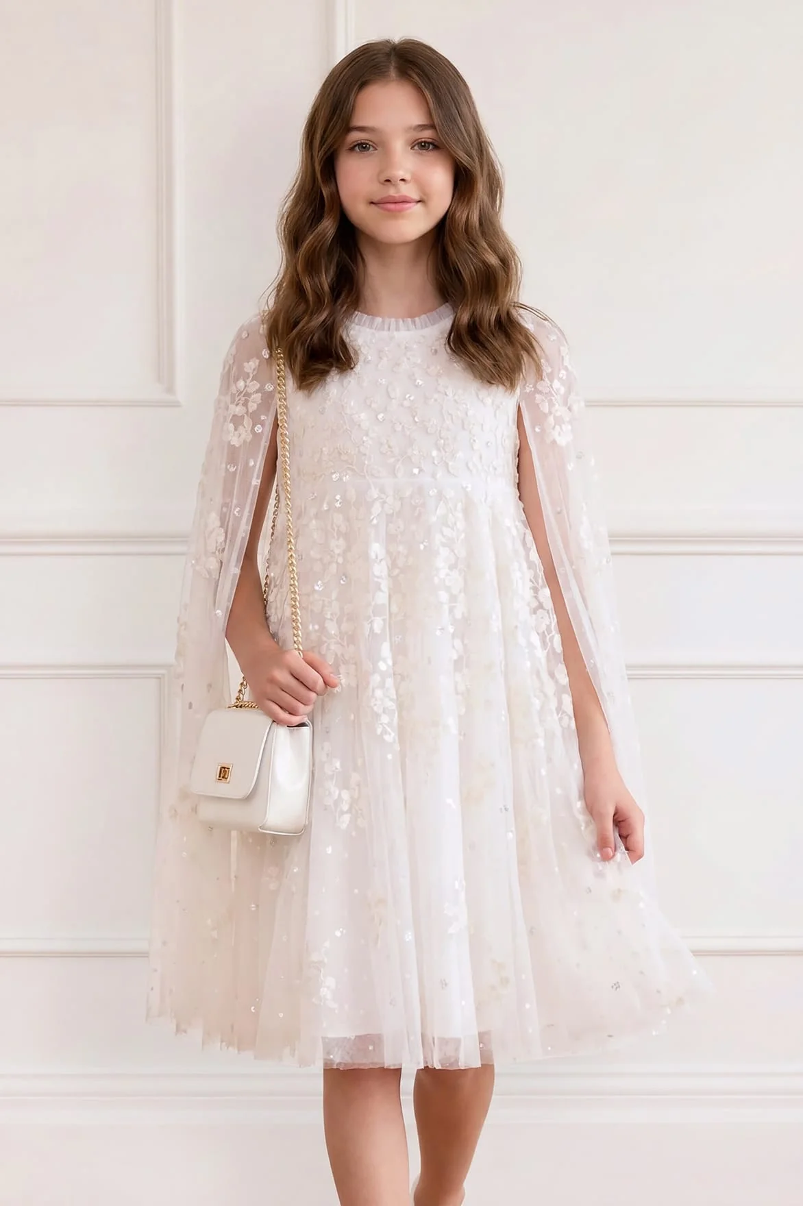 Versailles Ditsy Cape Kids Dress - Image 3