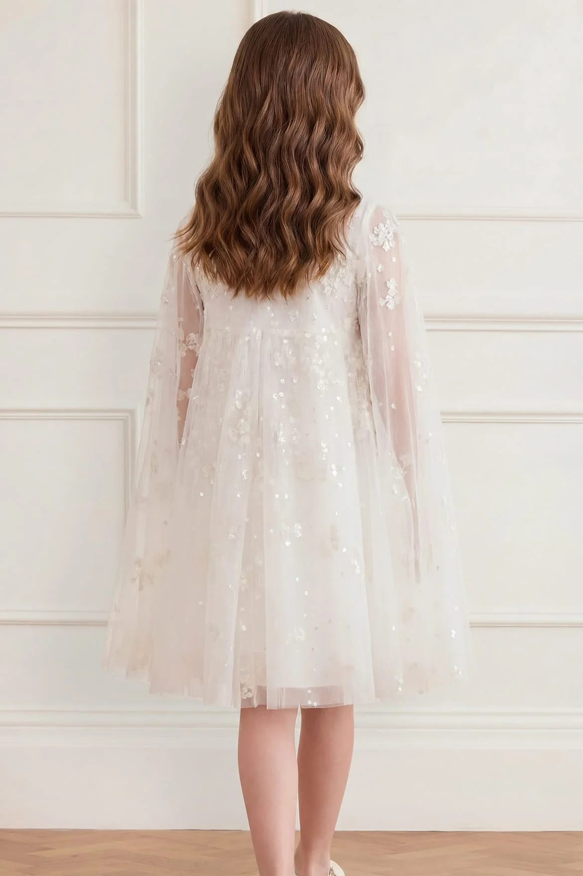 Versailles Ditsy Cape Kids Dress - Image 4