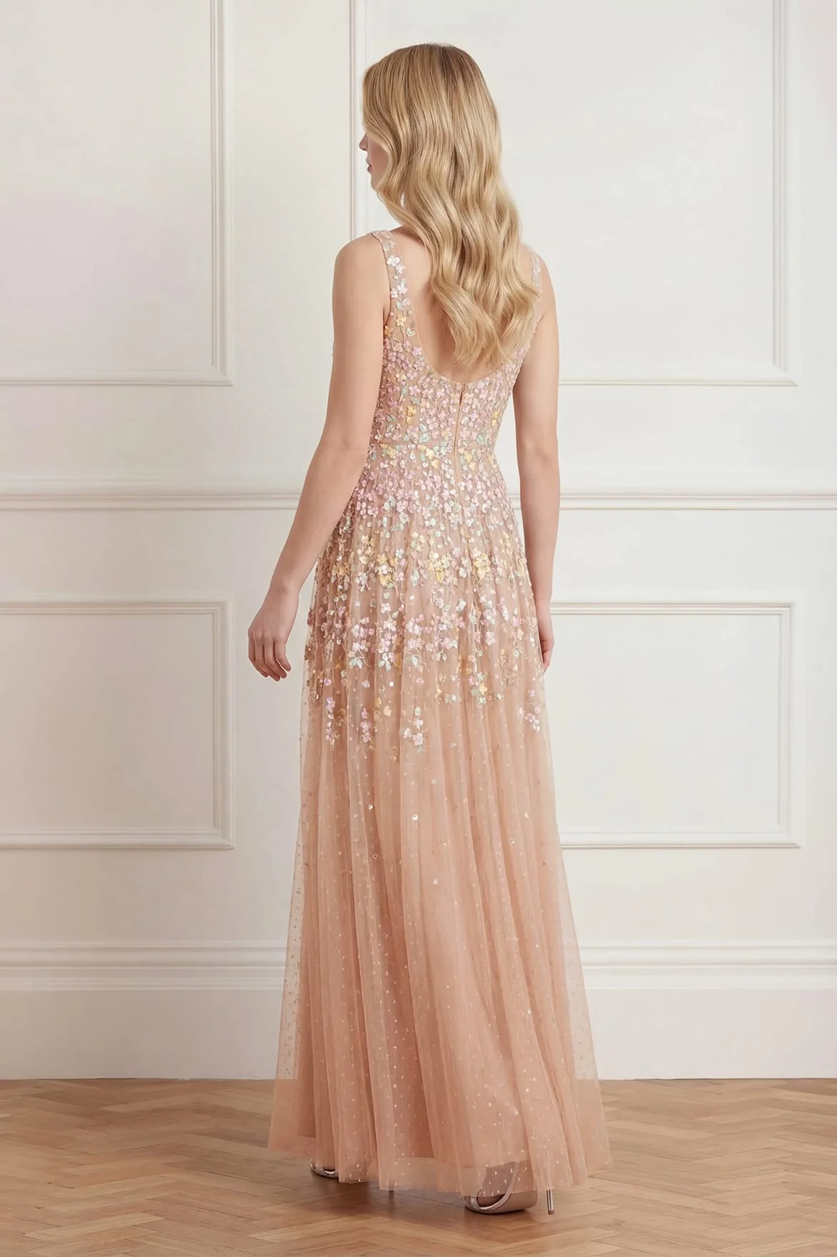 Versailles Ditsy Cowl Neck Gown - Image 6