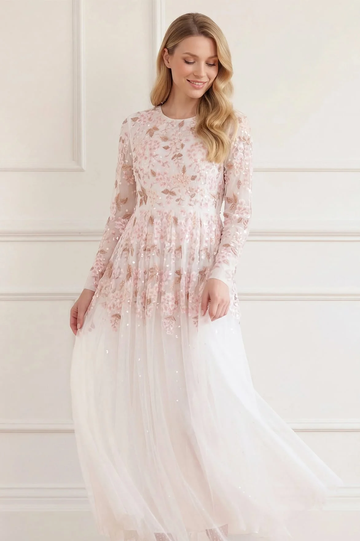Wisteria Dot Long Sleeve Gown - Image 3