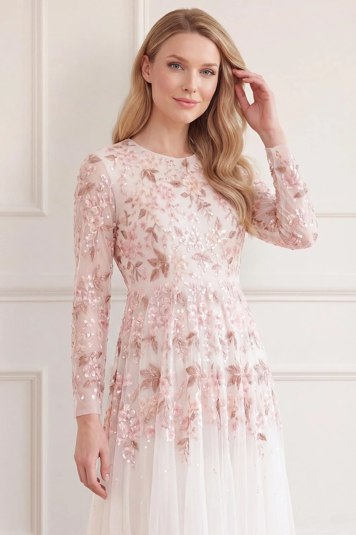 Wisteria Dot Long Sleeve Gown - Image 4